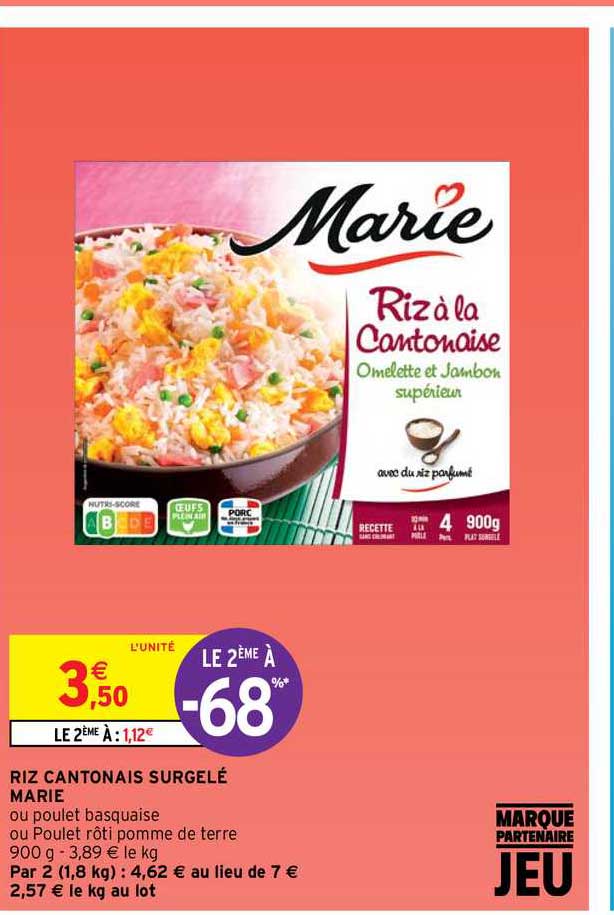 riz cantonais surgelé marie