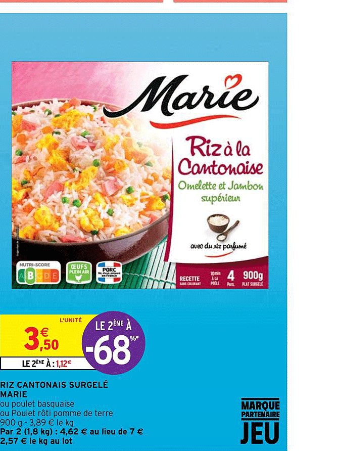 riz cantonais surgelé marie