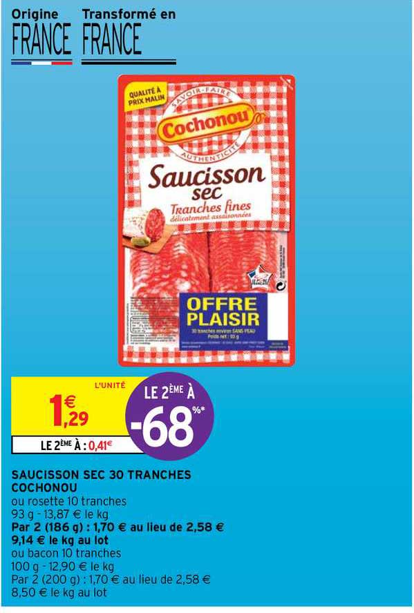 Saucisson Sec 30 Tranches Cochonou