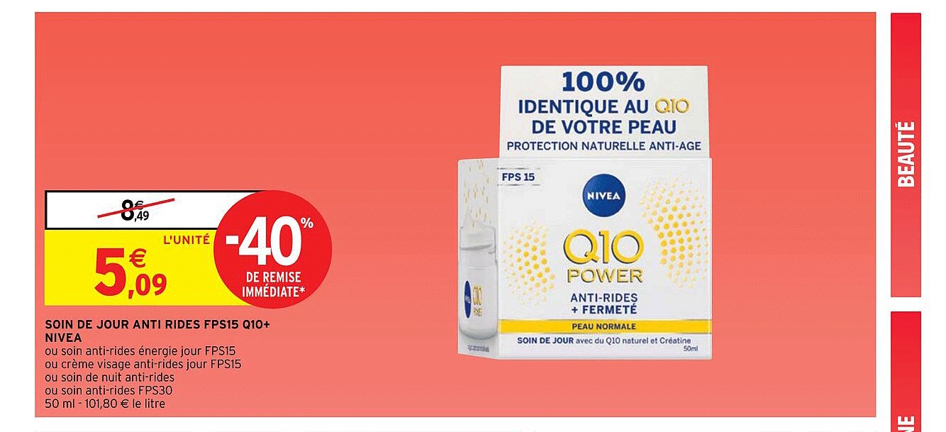 soin de jour anti rides fps15 q10+ nivea