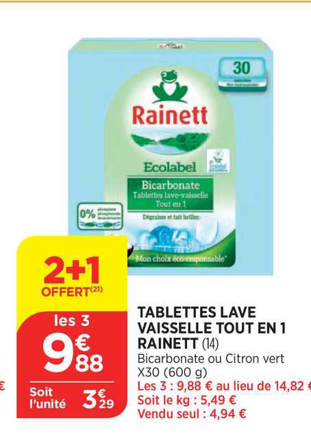 Tablettes Lave Vaisselle Tout En 1 Rainett