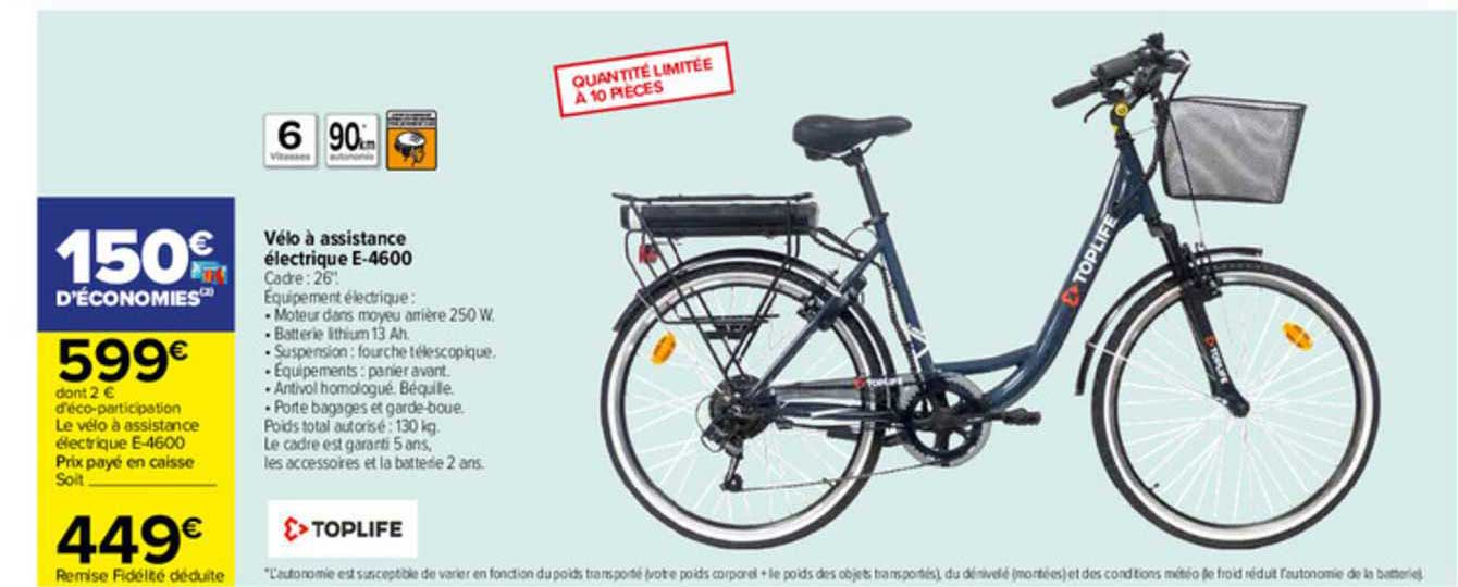 Vélo à Assistance électrique E-4600 Toplife