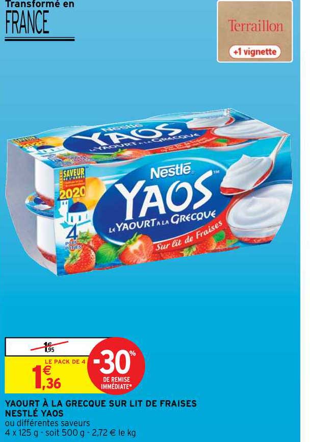 Yaourt à La  Grecque Sur Lit De Fraises Nestlé Yaos