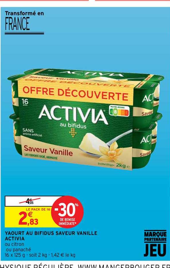 Yaourt Au Bifidus Saveur Vanille Activia
