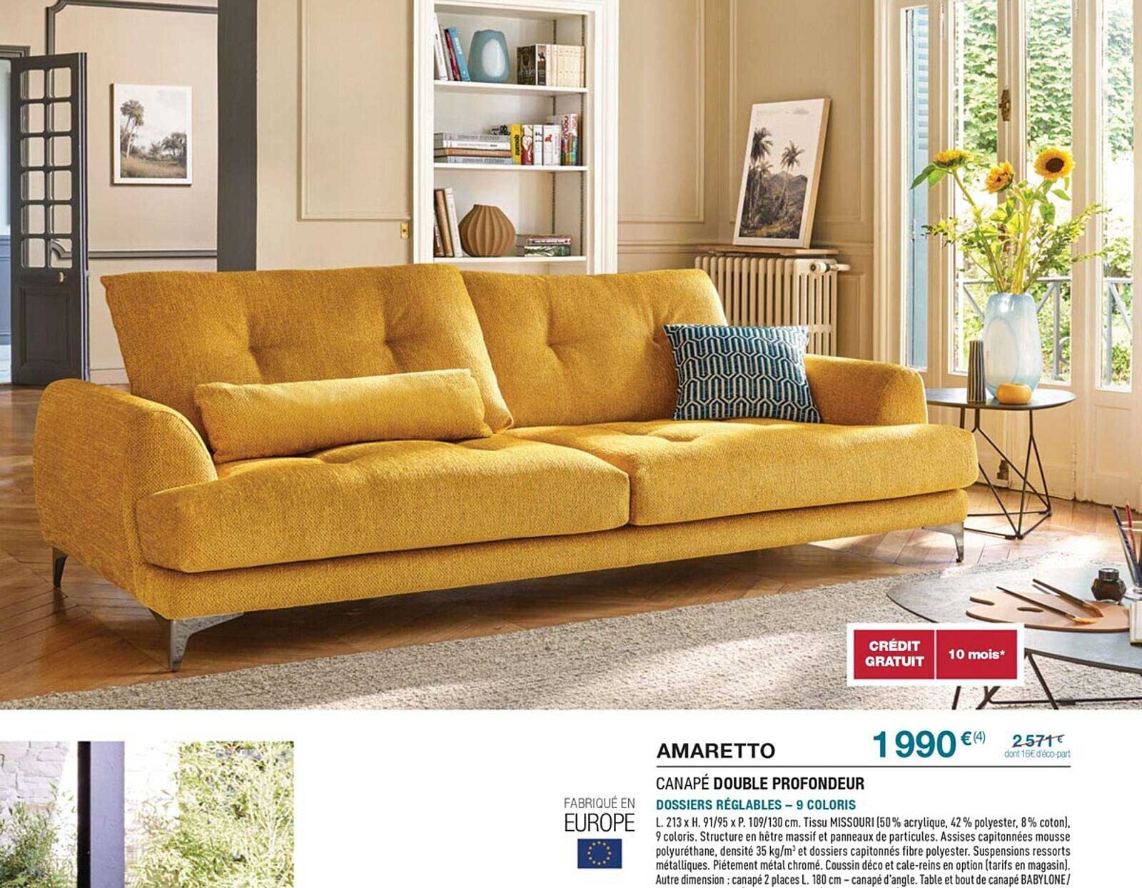 canapé double profondeur amaretto