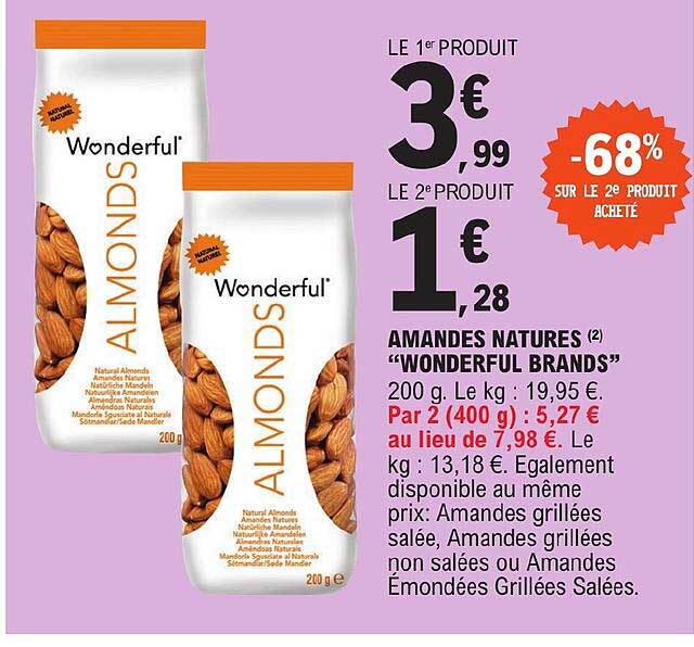 amandes natures "wonderful brands"