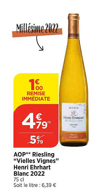 aop riesling "vieilles vignes" henri ehrhart blanc 2022