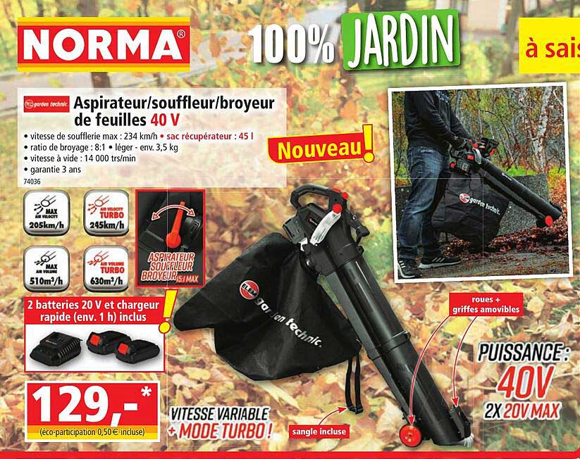 aspirateur/souffleur/broyeur de feuilles 40 v