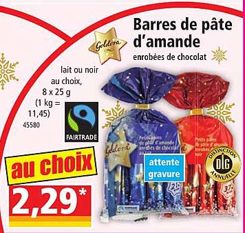 barres de pâte d'amande goldora