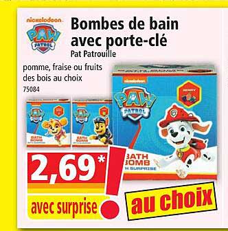 bombes de bain avec porte-clé paw patrol nickelodeon
