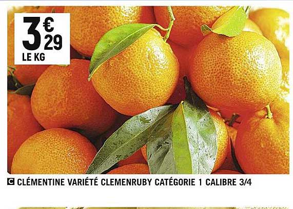 clémentine variété clemenruby catégorie 1 calibre 3/4