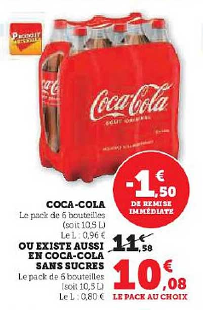 coca-cola ou existe aussi en coca-cola sans sucres