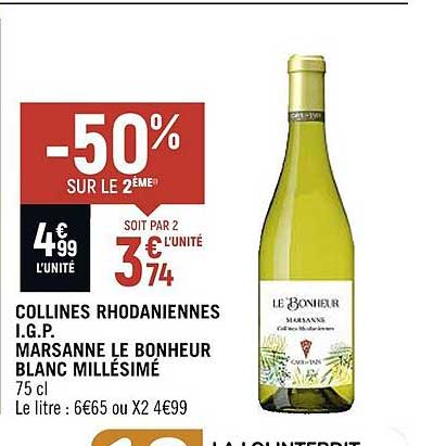 collines rhodaniennes i.g.p. marsanne le bonheur blanc millésimé