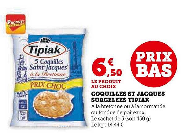 coquilles st jacques surgelées tipiak