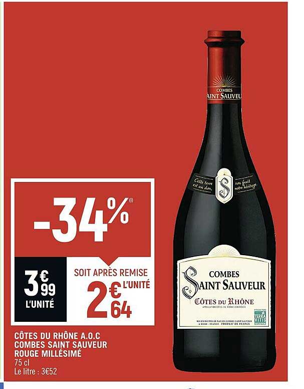 côtes du rhône a.o.c. combes saint sauveur rouge millésimé