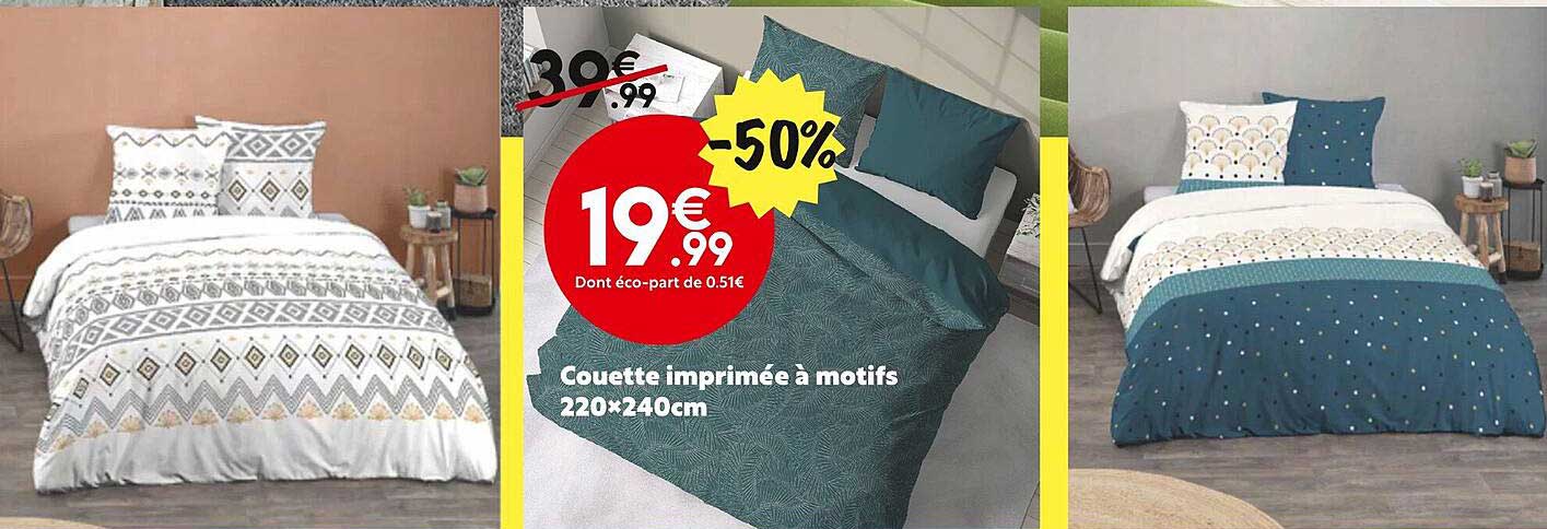 Couette Imprimée à Motifs 220 X 240 Cm