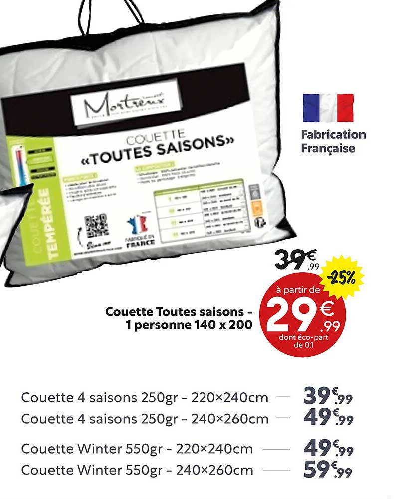 Couette Toutes Saisons - 1 Personne 140 X 200 Cm