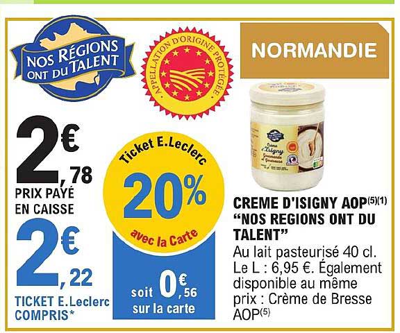 crème d'isigny aop "nos régions ont du talent"