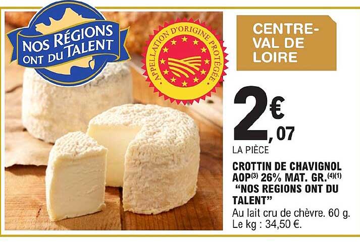 crottin de chavignol aop 26% mat.gr. "nos régions ont du talent"