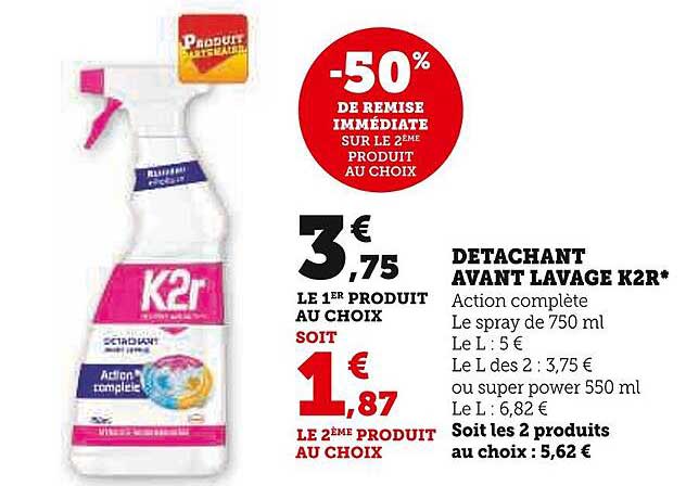 détachant avant lavage k2r