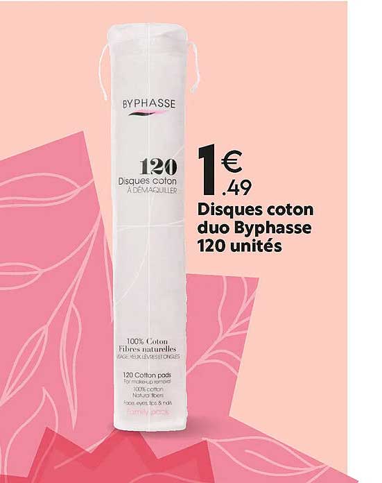 disques coton duo byphasse 120 unités