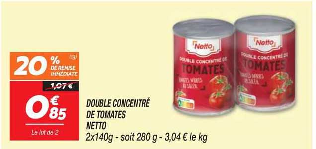 Double Concentré De Tomates Netto