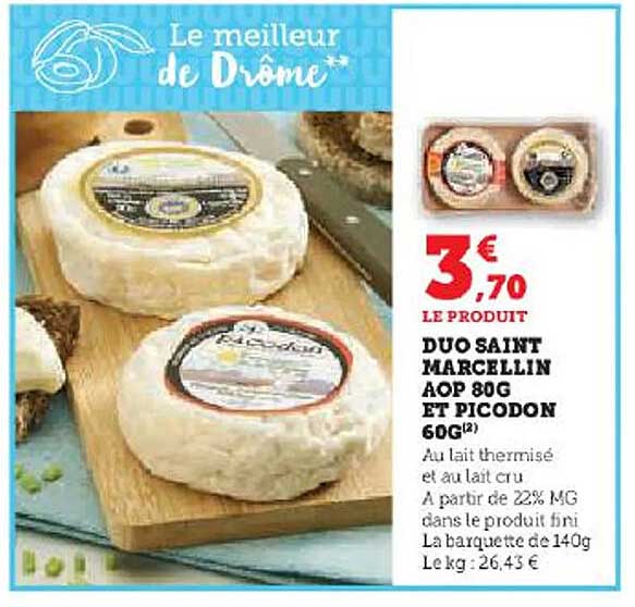 duo saint marcellin aop 80g et picodon 60g