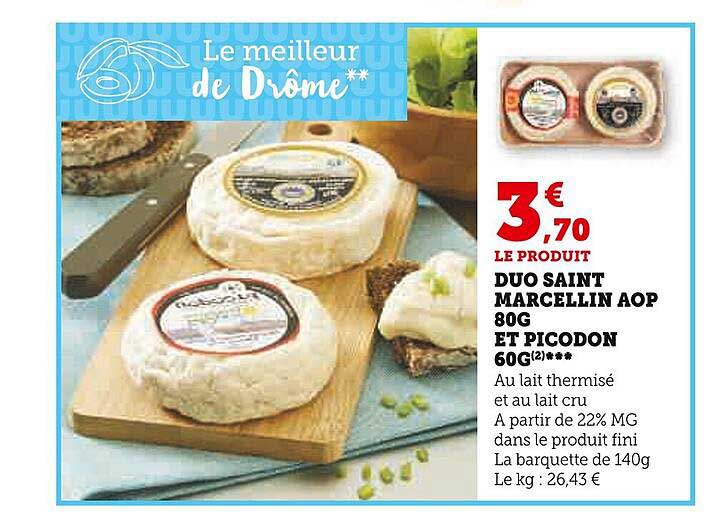 duo saint marcellin aop 80g et picodon 60g