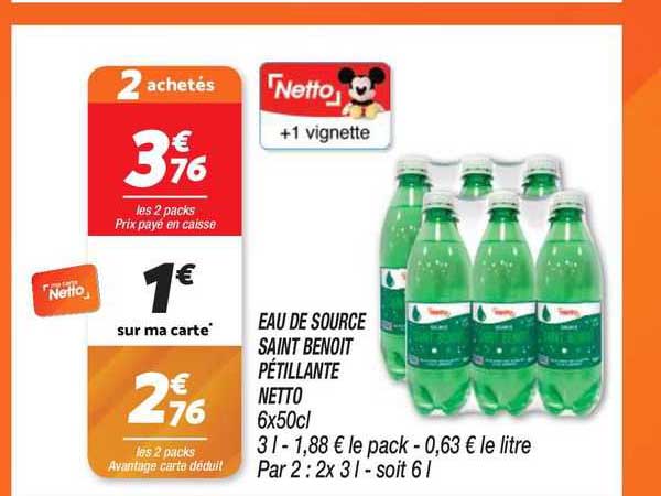 eau de source saint bénoit pétillante netto