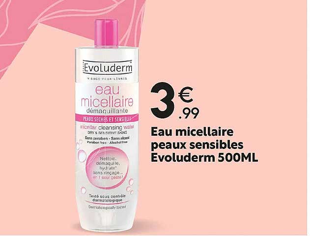 eau micellaire peaux sensibles évoluderm 500ml
