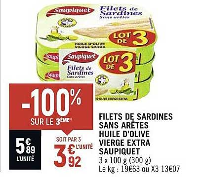 filets de sardines sans arêtes huile d'olive vierge extra saupiquet