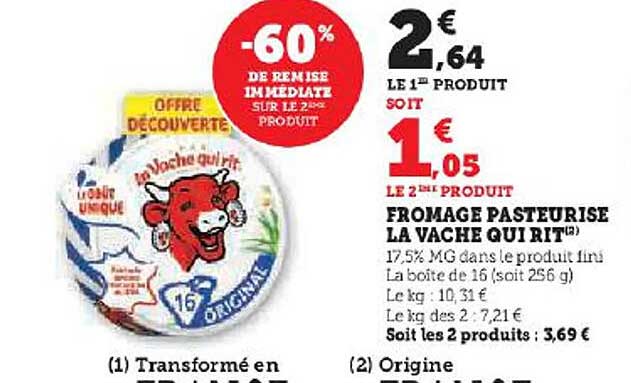 fromage pasteurisé la vache qui rit