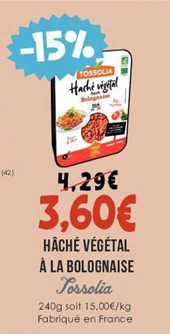 Haché Végétal à La Bolognaise Tossolia