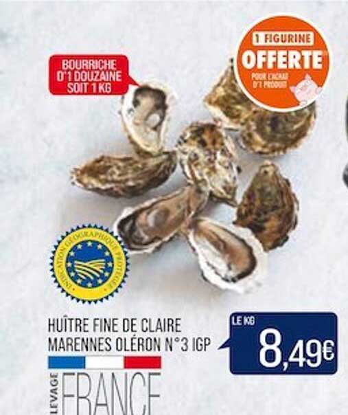 huître fine de claire marennes oléron n°3 igp