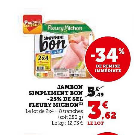 jambon simplement bon -25% de sel fleury michon