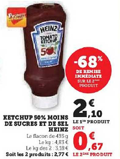 ketchup 50% moins de sucres et de sel heinz