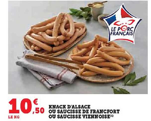 knack d'alsace ou saucisse de francfort ou saucisse viennoise
