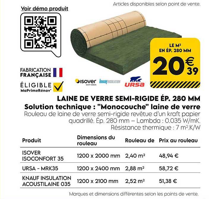 laine de verre semi-rigide