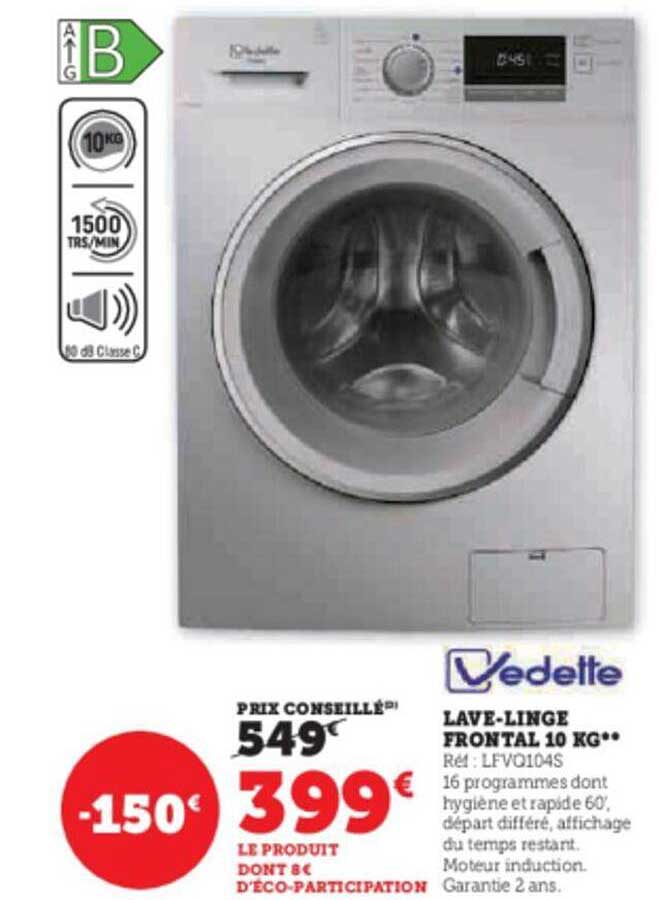 lave-linge frontal 10 kg vedette
