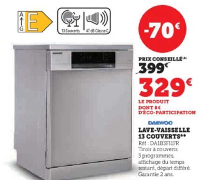 lave-vaisselle 13 couverts daewoo
