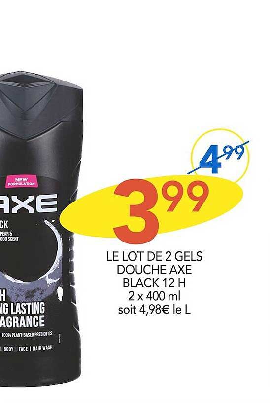 le lot de 2 gels douche axe black 12h