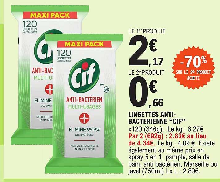 lingettes anti-bacterienne "cif"