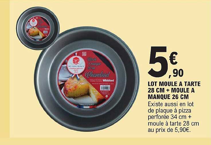 lot moule à tarte 28 cm + moule à manqué 26 cm