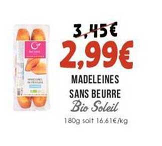 Madeleines Sans Beurre Bio Soleil