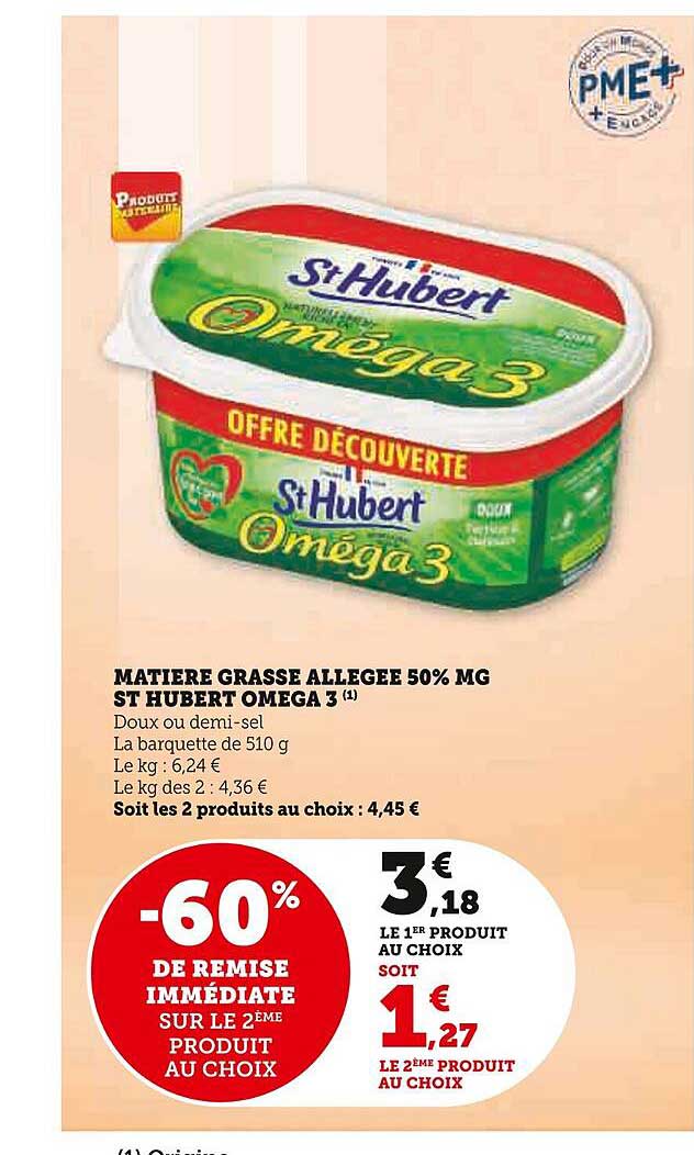 matière grasse allégée 50% mg st hubert oméga 3
