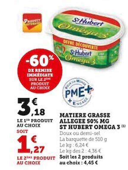matière grasse allégée 50% mg st hubert oméga 3