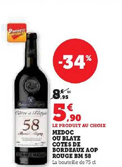 Médoc Ou Blaye Côtes De Bordeaux Aop Rouge Bm 58