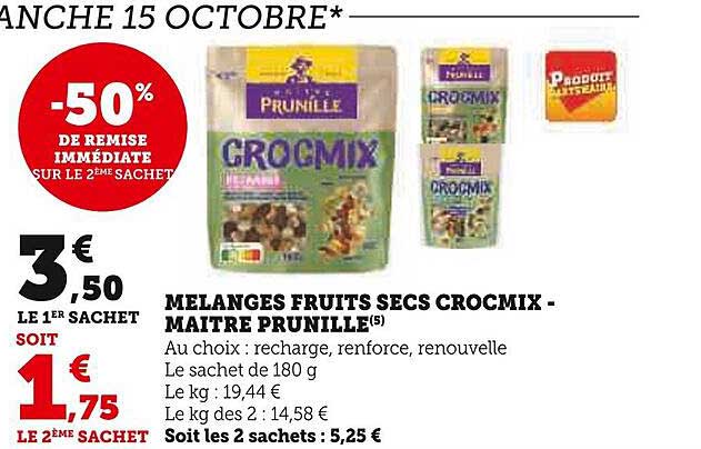mélanges fruits secs crocmix - maître prunille