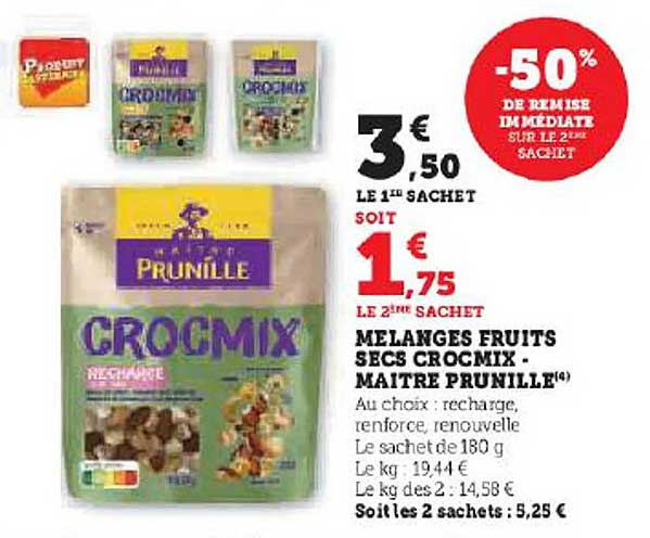 mélanges fruits secs crocmix - maître prunille