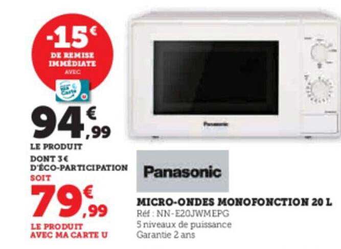 micro-ondes monofonction 20 l panasonic